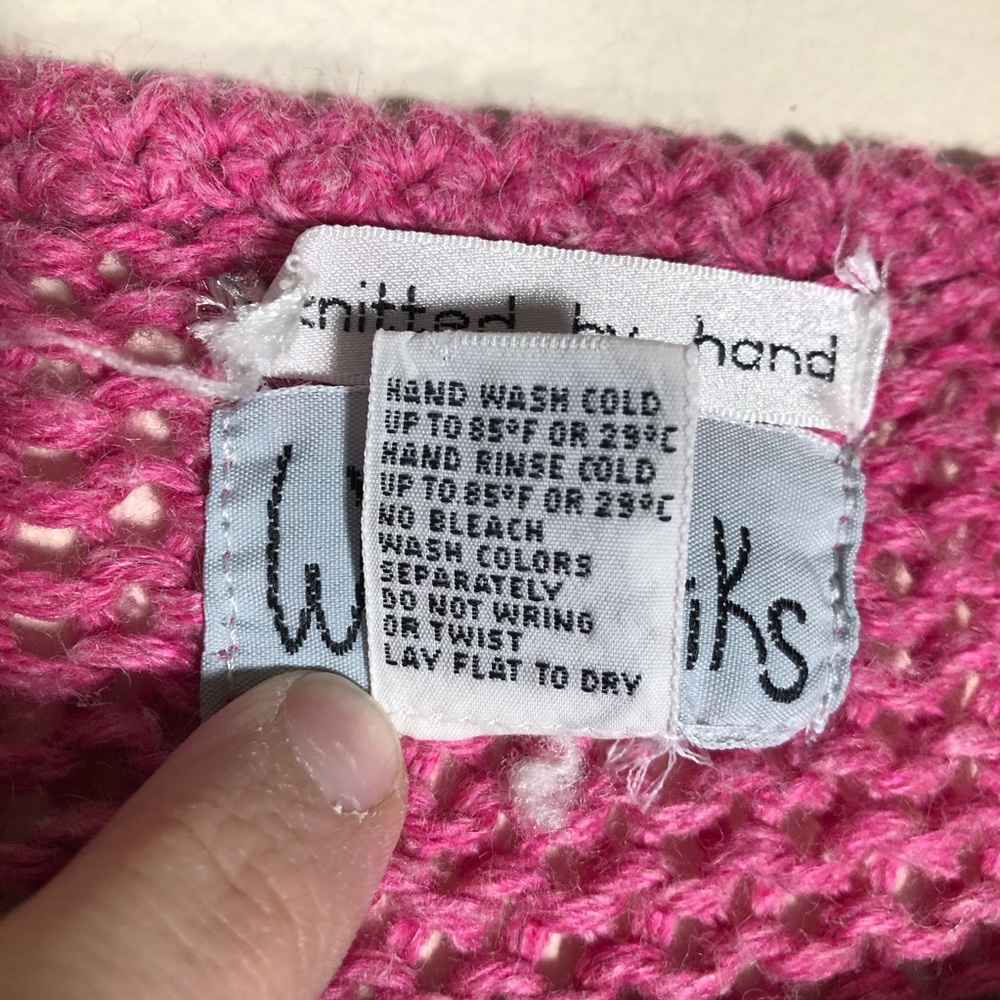 Vintage 80’s Color Block Sweater Hand Knit - Picture 4 of 4